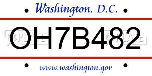 OH7B482 District Of Columbia License Plate