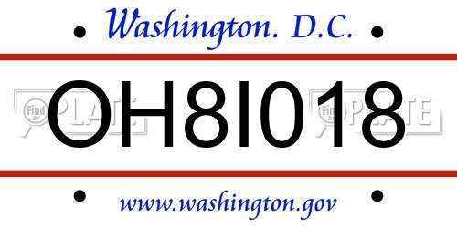 OH8I018 District Of Columbia License Plate