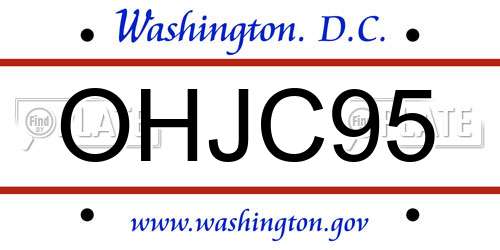 OHJC95 District Of Columbia License Plate