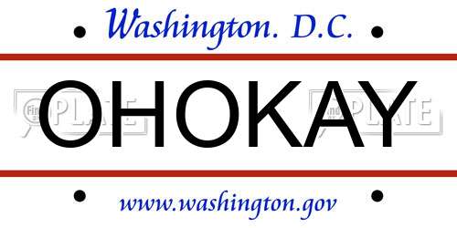 OHOKAY District Of Columbia License Plate