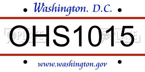 OHS1015 District Of Columbia License Plate