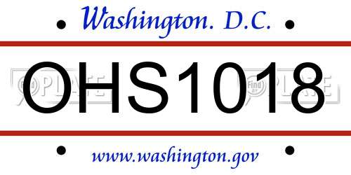 OHS1018 District Of Columbia License Plate