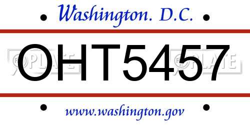OHT5457 District Of Columbia License Plate