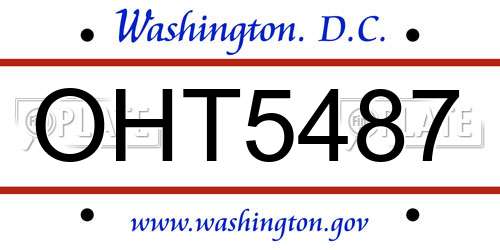 OHT5487 District Of Columbia License Plate