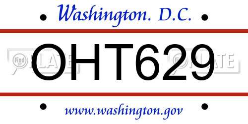 OHT629 District Of Columbia License Plate