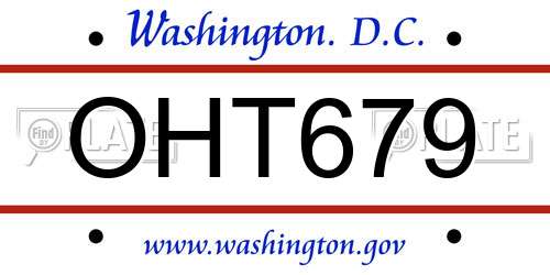 OHT679 District Of Columbia License Plate