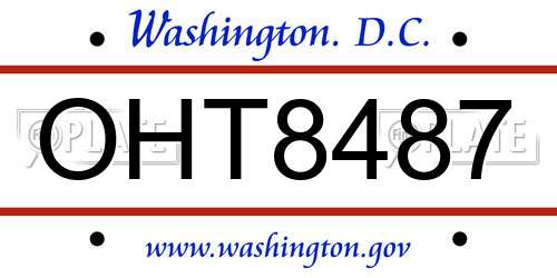 OHT8487 District Of Columbia License Plate