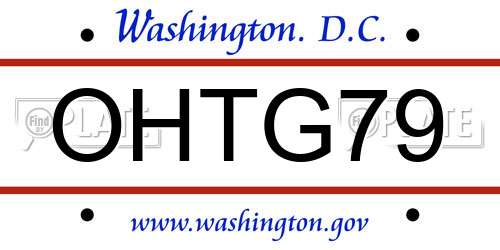 OHTG79 District Of Columbia License Plate