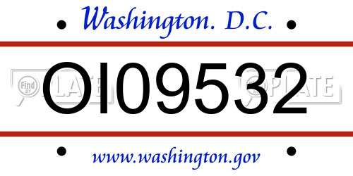 OI09532 District Of Columbia License Plate