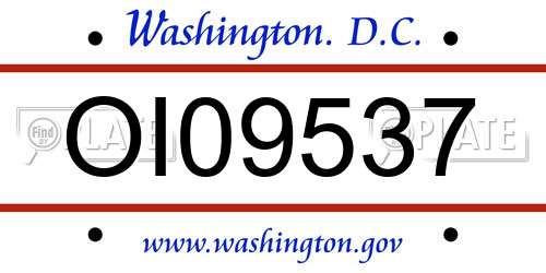 OI09537 District Of Columbia License Plate