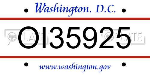 OI35925 District Of Columbia License Plate