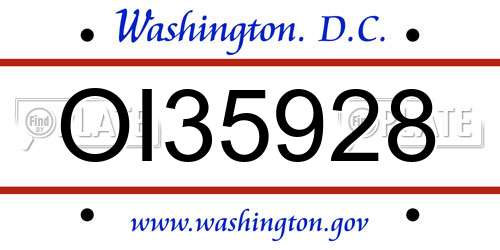 OI35928 District Of Columbia License Plate