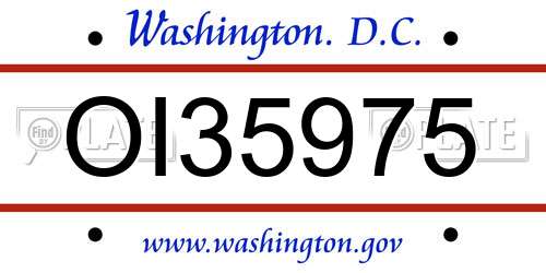 OI35975 District Of Columbia License Plate