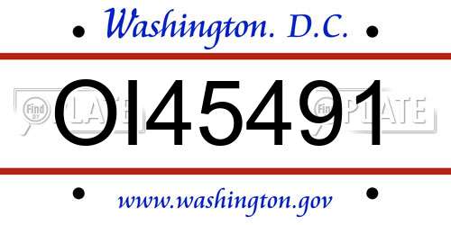 OI45491 District Of Columbia License Plate