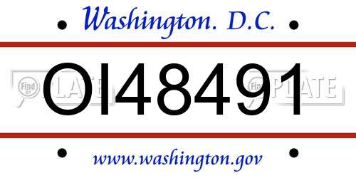 OI48491 District Of Columbia License Plate
