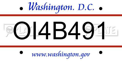 OI4B491 District Of Columbia License Plate