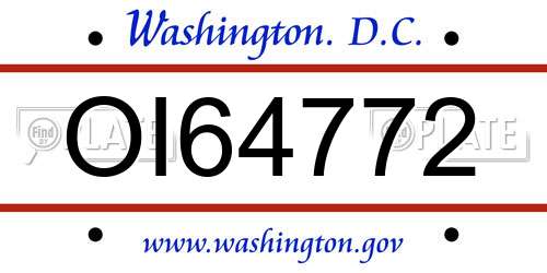 OI64772 District Of Columbia License Plate