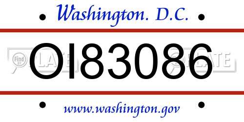 OI83086 District Of Columbia License Plate