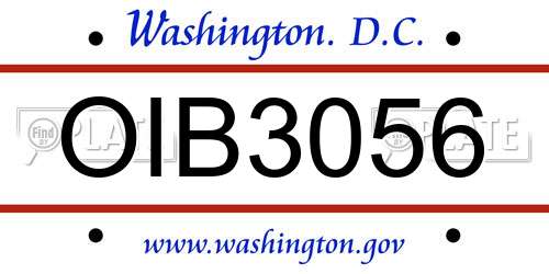 OIB3056 District Of Columbia License Plate