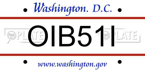 OIB51I District Of Columbia License Plate