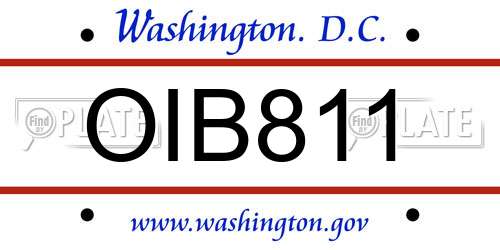 OIB811 District Of Columbia License Plate