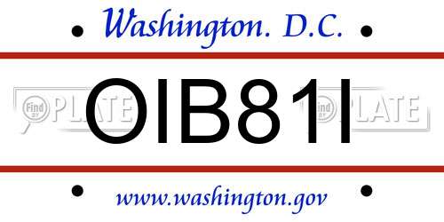 OIB81I District Of Columbia License Plate