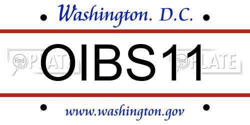 OIBS11 District Of Columbia License Plate