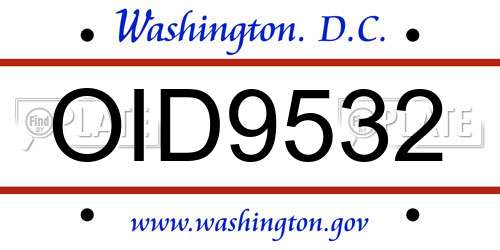 OID9532 District Of Columbia License Plate