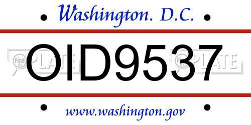 OID9537 District Of Columbia License Plate