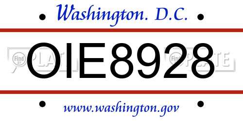 OIE8928 District Of Columbia License Plate