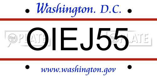 OIEJ55 District Of Columbia License Plate