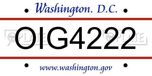 OIG4222 District Of Columbia License Plate