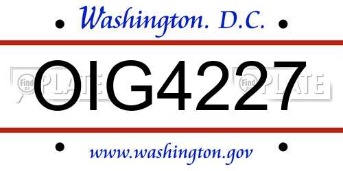 OIG4227 District Of Columbia License Plate