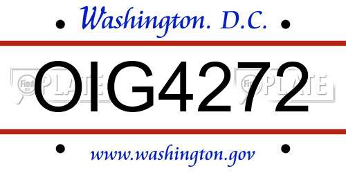 OIG4272 District Of Columbia License Plate