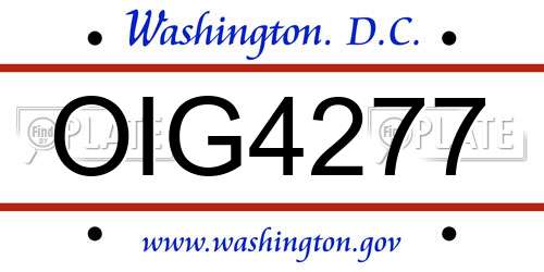 OIG4277 District Of Columbia License Plate