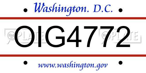 OIG4772 District Of Columbia License Plate