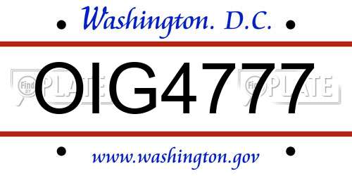 OIG4777 District Of Columbia License Plate
