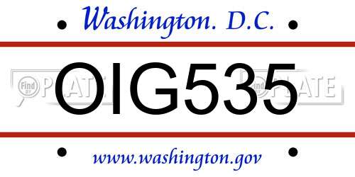 OIG535 District Of Columbia License Plate