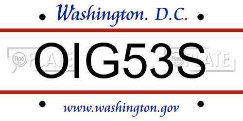 OIG53S District Of Columbia License Plate