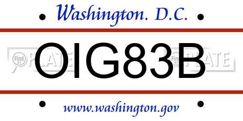 OIG83B District Of Columbia License Plate