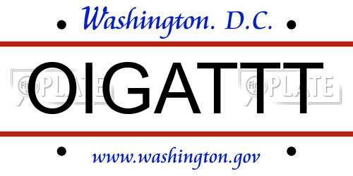 OIGATTT District Of Columbia License Plate