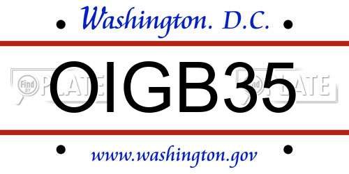 OIGB35 District Of Columbia License Plate