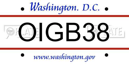OIGB38 District Of Columbia License Plate