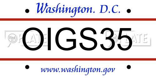 OIGS35 District Of Columbia License Plate