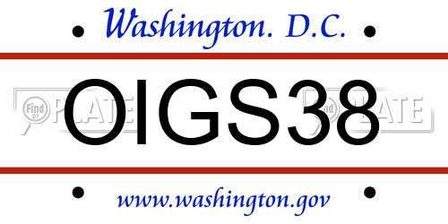OIGS38 District Of Columbia License Plate