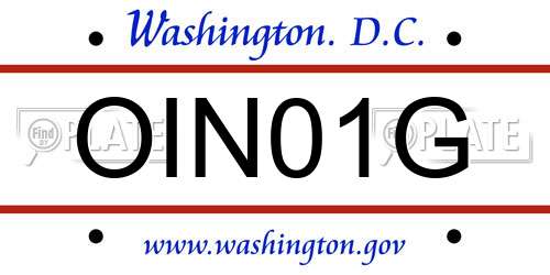 OIN01G District Of Columbia License Plate