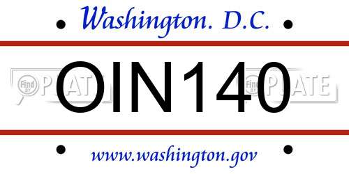 OIN140 District Of Columbia License Plate