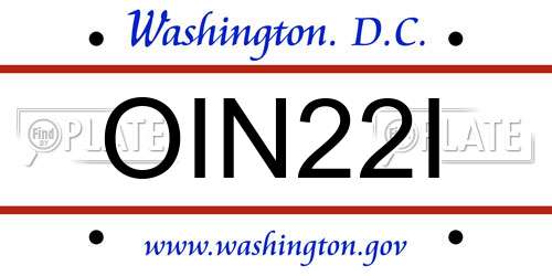 OIN22I District Of Columbia License Plate