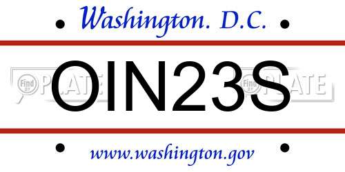 OIN23S District Of Columbia License Plate