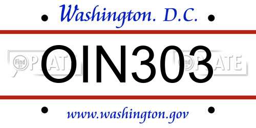 OIN303 District Of Columbia License Plate